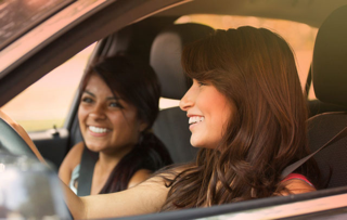 Women driving car